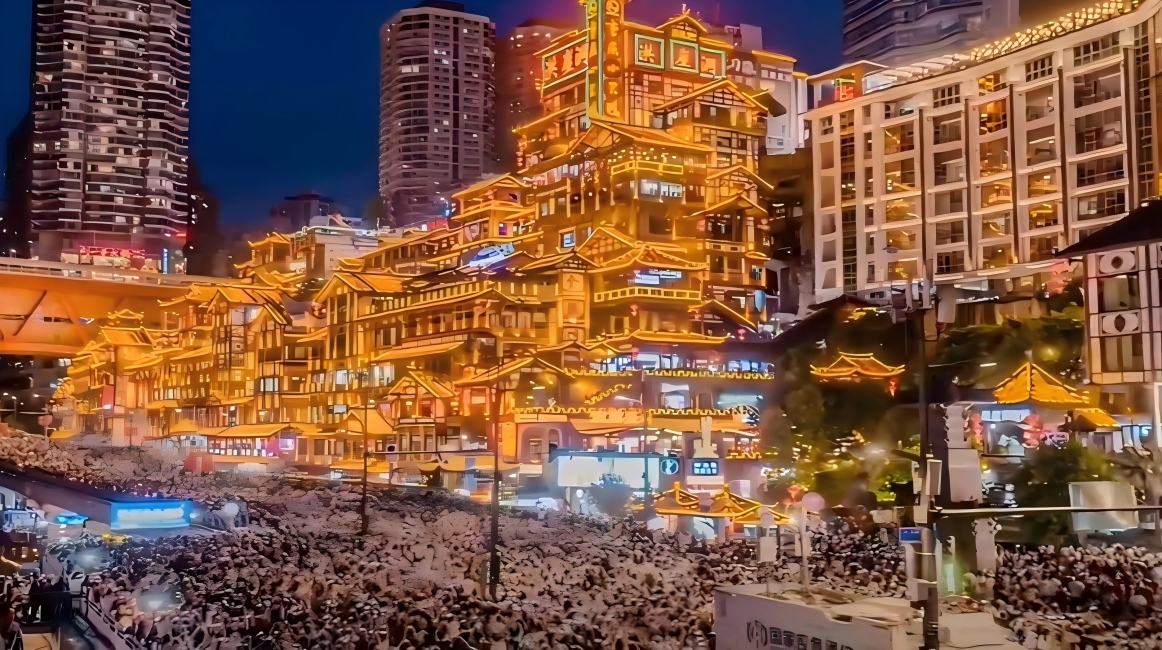Beautiful painting——Hongya Cave dazzled once again